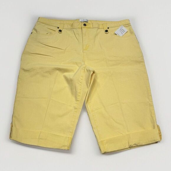 CJ Banks Jeans Womens Plus 22W Capri Roll Cuff Yellow Stretch Measures 44 x 15.5 - Picture 1 of 8